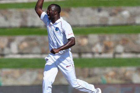 West Indies fast bowler Kemar Roach nearly took a hat trick and has surpassed Sir Wes Hall on the list of all-time West Indies wicket-takers. 