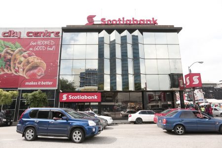 File image: Scotia Bank, Independence Square. 15 customers from the bank's Sangre Grande branch fell victim to skimming.