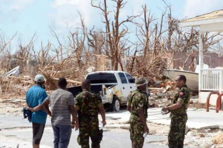 Members of the T&T Defence Force at the Grand Bahama Islands, survey the damages done by Hurricane Dorian. 