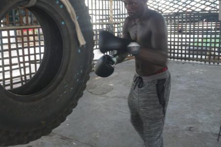 James Walcott was caught whipping his body into shape recently at the Harpy Eagles Gym for his September 28 meeting with James Moore at D’Urban Park.
