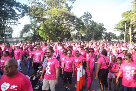 Enthusiastic supporters who participating in the GTT Pinktober Walk and Run event (Terrence Thompson photo) 