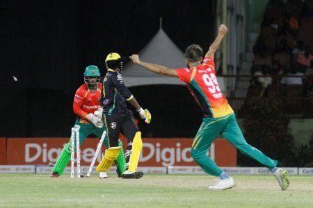 Steven Jacobs is bowled by Imran Tahir. (Orlando Charles photo)