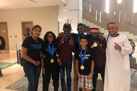 The Guyana Steam Team with their gold medals. 