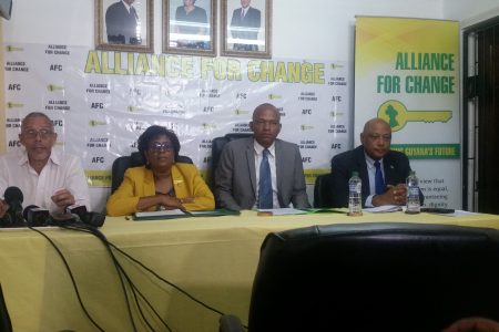 From left are Dominic Gaskin, Cathy Hughes, Sherod Duncan and Raphael Trotman