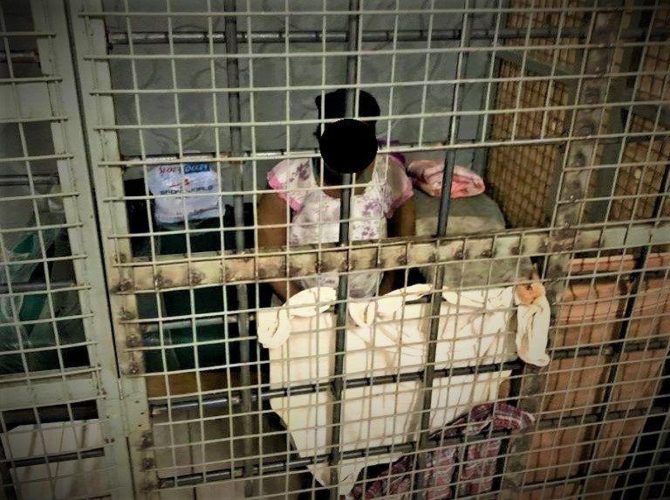 One of the caged inmates found at the facility in Trinidad