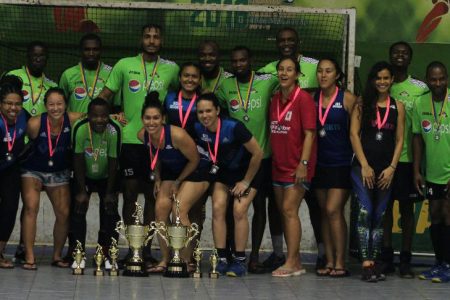 GTT National Indoor Hockey Champs Hikers and Tigers after Sunday’s triumphs (Royston Alkins photo)
