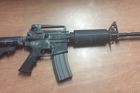 The rifle that was found in David Nelson’s car (Guyana Police Force photo)