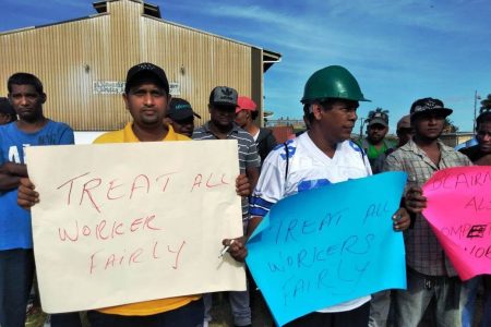 GAWU members protesting yesterday (GAWU photo)