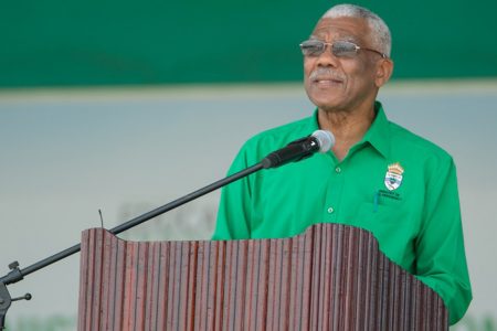 President David Granger addressing the students and teachers at the 2019 Education Exposition