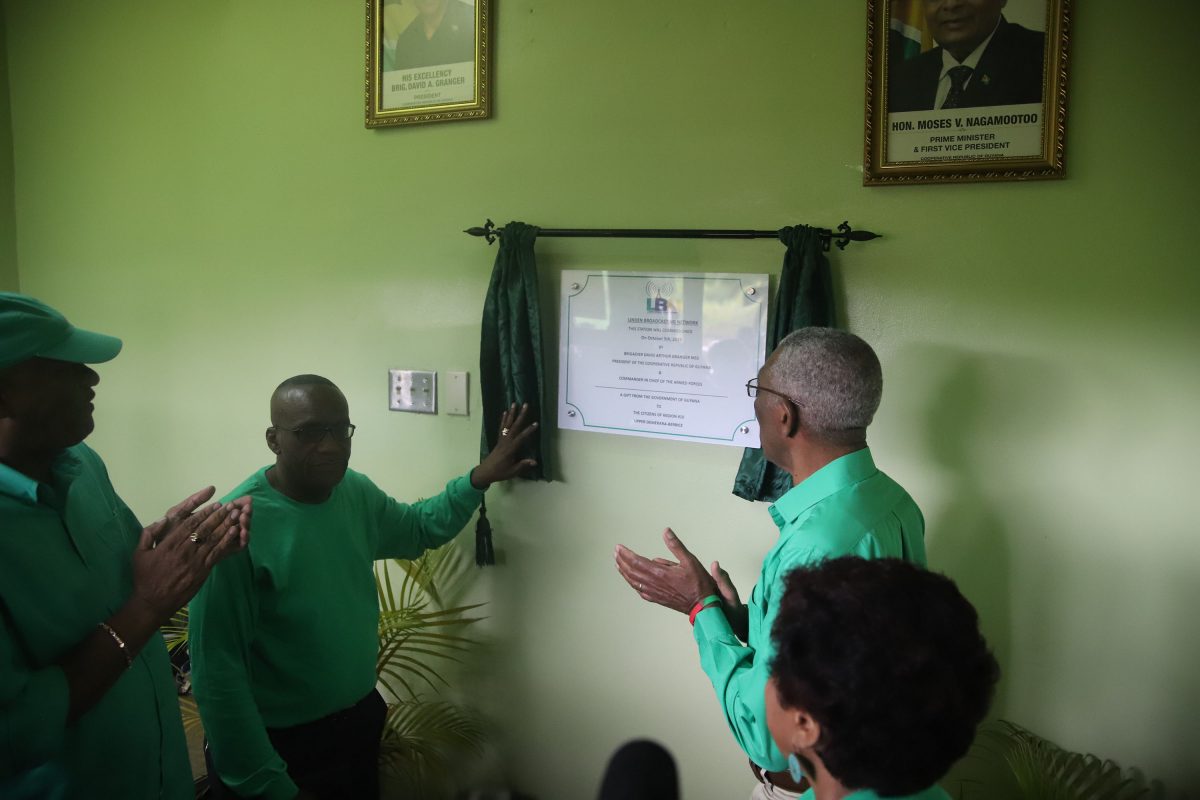 President David Granger (right) after the unveiling of the plaque
