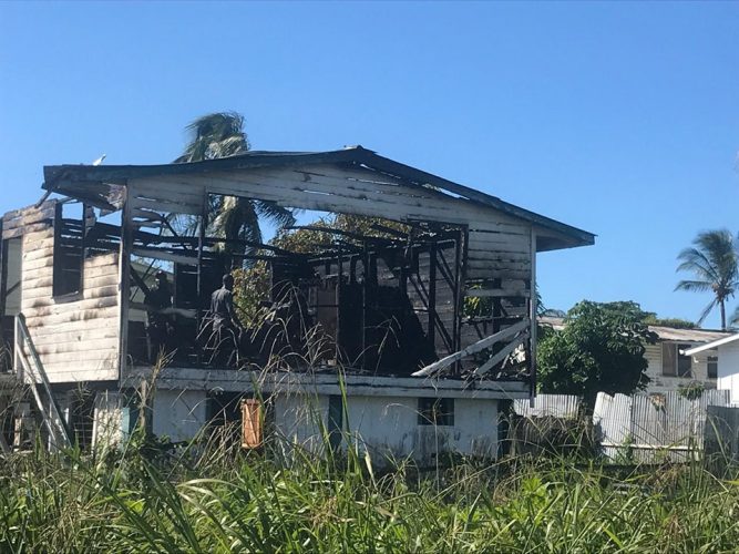 The house that was gutted by fire at Meadowbrook yesterday.
