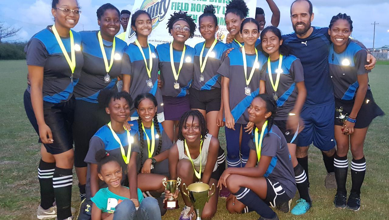 Players of the women’s champion team Saints are all smiles following their league triumph.  
