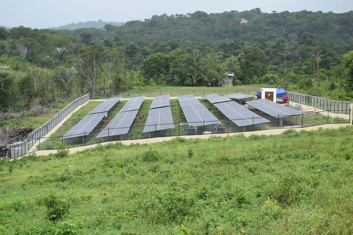 The solar farm at Khan’s Hill in Mabaruma in 2018 (Department of Public Information photo)