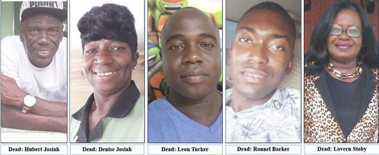 The five persons who lost their lives as a result of the accident.