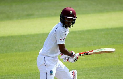 Kraigg Brathwaite top-scored for West Indies. 