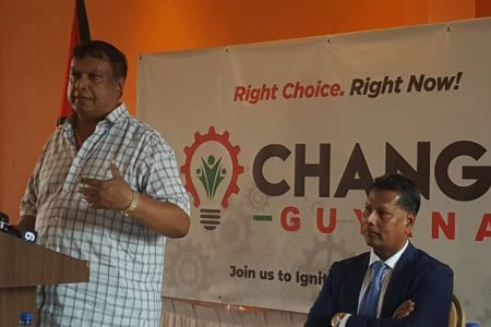 Sase Shewnarain pledging support to Change Guyana