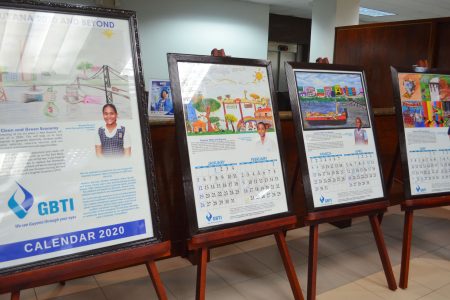 Four of the calendar pages on display at the launch  (Photo by Orlando Charles)