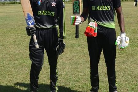 Javed Karim (left) and Seon Glasgow have both scored centuries for Blairmont Blazers.
