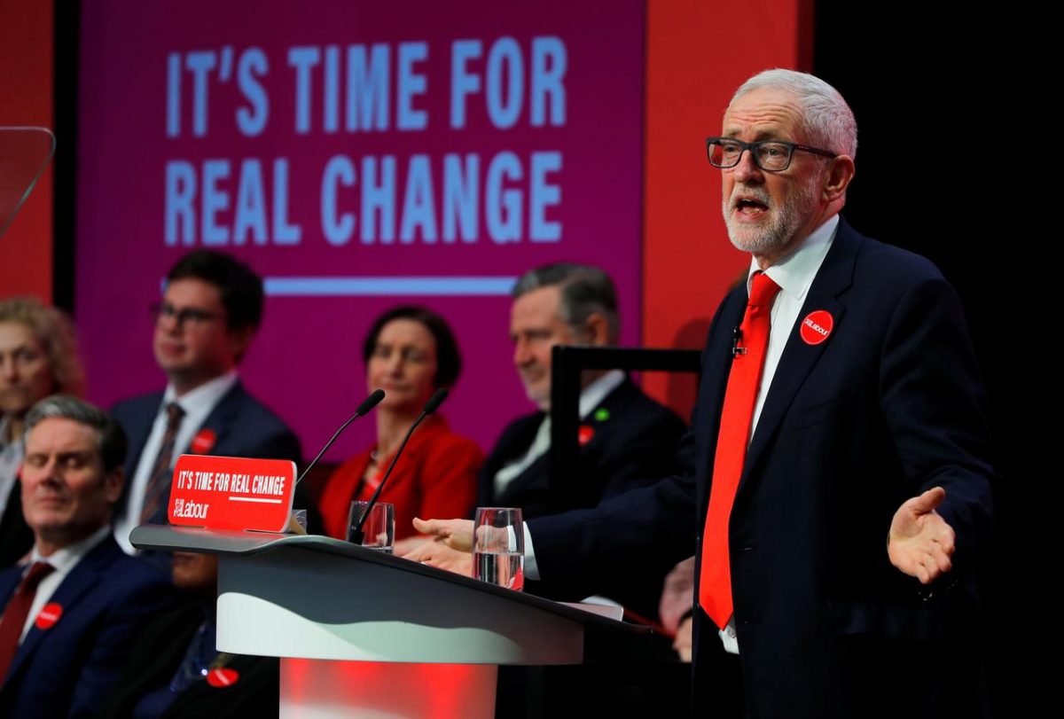 Leader of the Labour Party Jeremy Corbyn speaks at the launch of the party manifesto in Birmingham, Britain November 21, 2019. REUTERS/Phil Noble