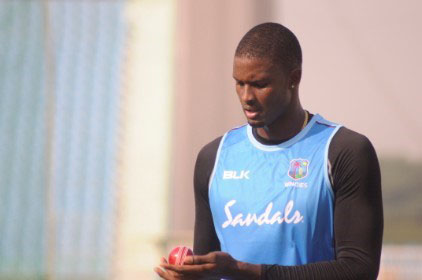 Captain Jason Holder goes through his paces during a practice session in preparation for the one-off Test against Afghanistan.
