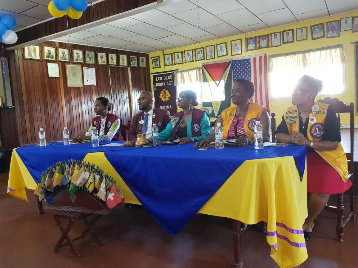 Lions Club members seated at the head table during the launch. From left are Blossom Manbodh (Zone Chair 2A), Anwar Hollingsworth (District Govorner – D60), Joycelyn Dias (Zone Chair 2C), Dr Holly Alexander (Club member and Health Advisor), and Carol Parris (Club President/Acting Interim)