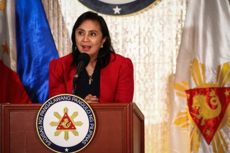 Philippine Vice President Leni Robredo briefs the media after the Supreme Court has releases its preliminary findings of the PET on the electoral VP case. October 15, 2019 Photo by Jire Carreon/Rappler