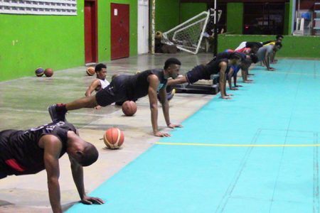 Members of the provisional squad being put through their paces at the National Gymnasium.
