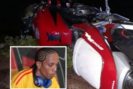 The motorcycle on which DJ Venom was travelling when he struck the student.