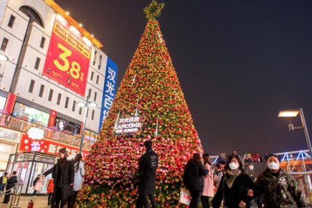 A huge Christmas tree in a city in China