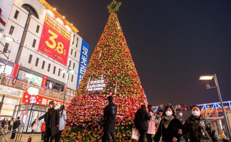 A huge Christmas tree in a city in China