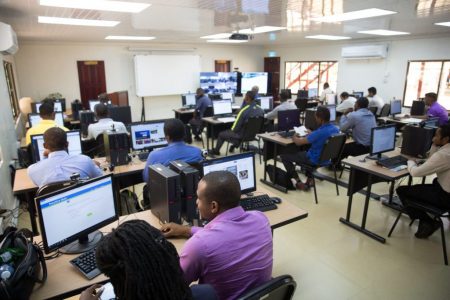Students in a classroom in the Centre for Excellence in Information Technology (DPI photo)