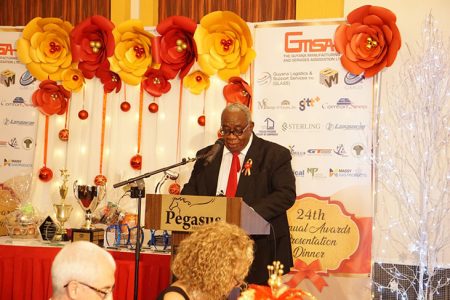 The President’s address:  GMSA  President Clinton Williams addresssing the organisation’s annual award presentation event