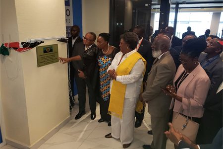 Prime Minister Mia Mottley at the opening of the CARICOM Office in Kenya yesterday.
