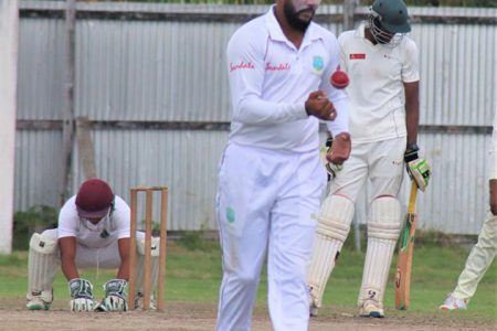Devendra Bishoo enjoyed his return to competitive cricket with a nine-wicket match haul over the weekend for Albion (Romario Samaroo photo)