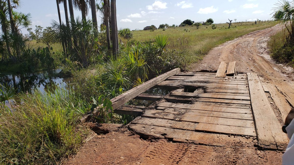 The state of the bridge when Stabroek News visited the region in August. Its condition has since worsened, Aishalton residents say.