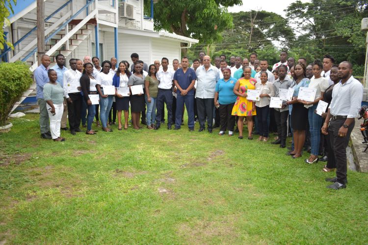 The trainees with Dr. Zulfikar Bux and GWI officials (GWI photo)