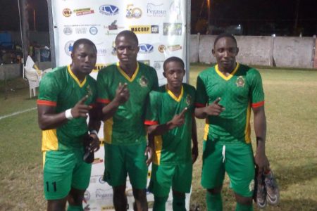 GDF Scorers from left to right Sherwin Caesar, Olvis Mitchell, Delwin Fraser and Travis Henry