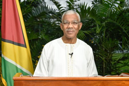 Welcome news:  President David Granger making the ‘First Oil’ announcement to the nation