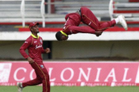  Emerging Players’ Kevin Sinclair is head over heels with joy after his team defied the odds to win this year Cricket West Indies Regional Super50 tournament last weekend in Trinidad and Tobago.
