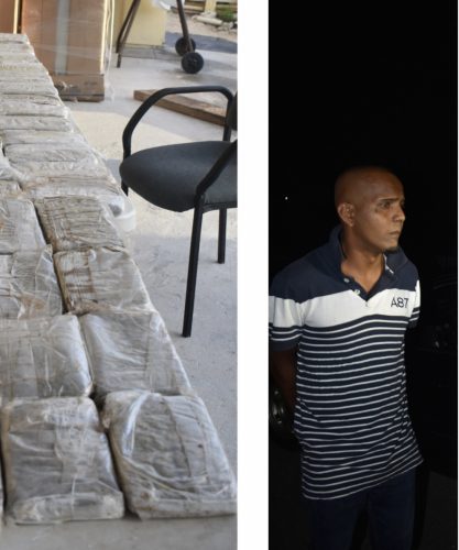 Azim Ali and packages of the suspected drugs.