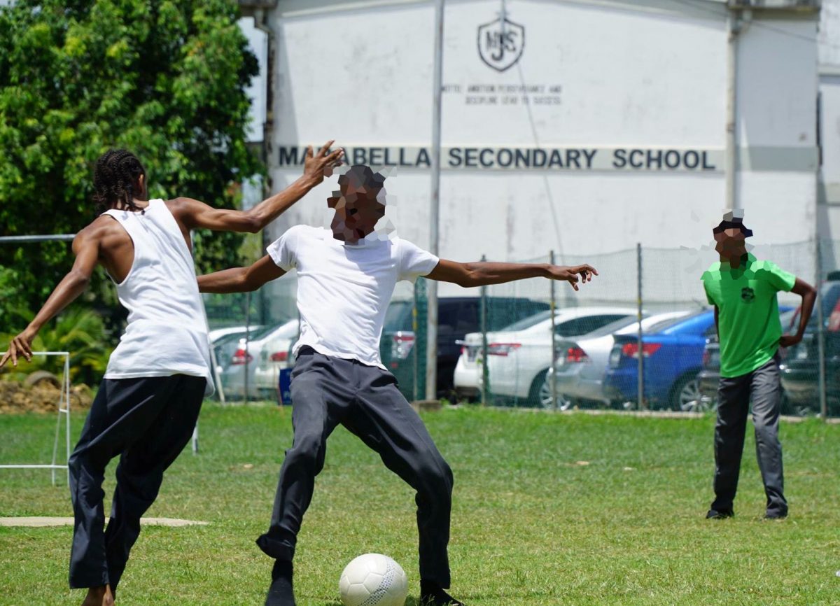 File photo: Students play on the grounds of Marabella South Secondary School earlier this year.