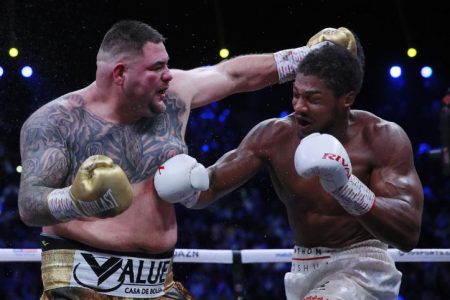 Andy Ruiz Jr., in action with Anthony Joshua. Action Images via Reuters/Andrew Couldridge.

