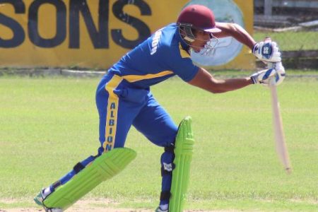 Adrian Sukwah blistered a brutal 72 for Albion at the top of the order (Romario Samaroo photo)
