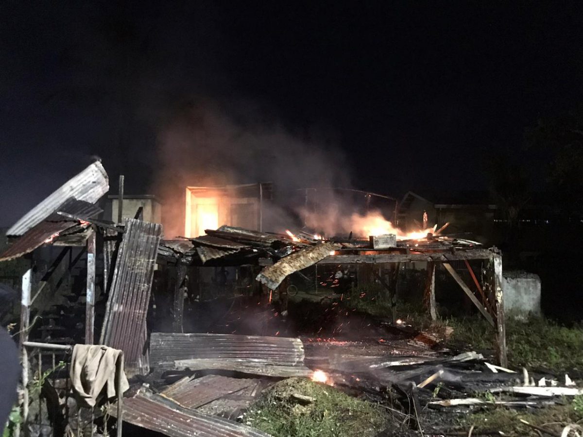 A fire of unknown origin destroyed a house at Portuguese Quarters, Corentyne, on Friday evening. The occupant of the house was reportedly not at home at the time of the fire.