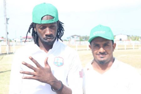From left, Michael Campbelle (5-18) and Budram Ramsarran (4-0) saw Rose Hall Canje to a 10-wicket win
