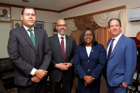 From left to right are:  Corporate Banking Head, Miguel Martinez; Citi Country Officer, Trinidad and Tobago, Mitchell de Silva; Minister of Foreign Affairs, Dr Karen Cummings; Executive of CitiBank, Washington, D.C., Shawn Sullivan. (Ministry of Foreign Affairs photo)
