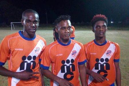 Fruta Conquerors’ scorers from left to right Osafo Simpson, Ryan Hackett and Nicholas MacArthur.