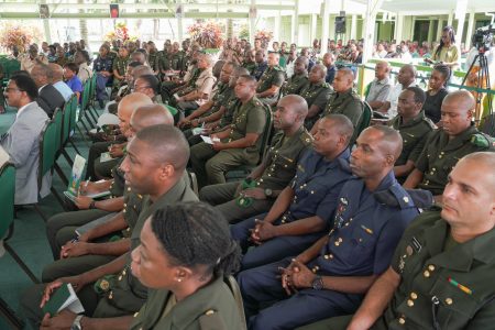 A section of the participating Officers at this year's Annual Officers' Conference of the Guyana Defence Force. (Ministry of the Presidency photo)