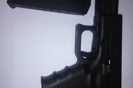 The unlicensed Glock 19 pistol that was discovered by the police.