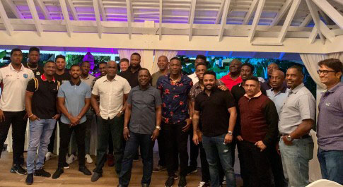  Players and management of the West Indies team with Grenada’s Prime Minister Dr Keith Mitchell.
